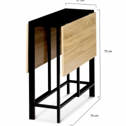 IDMarket Table pliante industrielle bois et métal noir 2-4 personnes* Collection Industrielle|Consoles