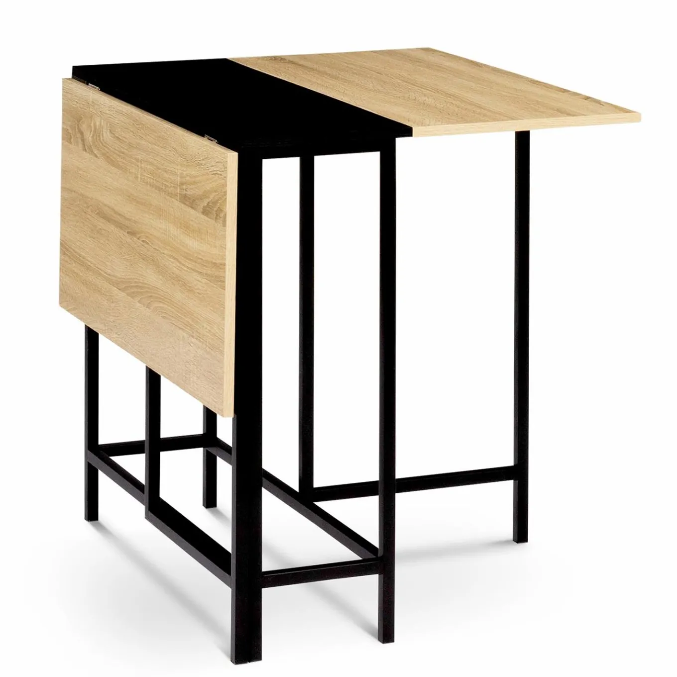 IDMarket Table pliante industrielle bois et métal noir 2-4 personnes* Collection Industrielle|Consoles