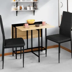 IDMarket Table pliante industrielle bois et métal noir 2-4 personnes* Collection Industrielle|Consoles