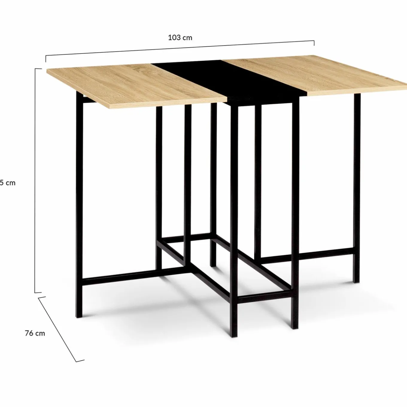 IDMarket Table pliante industrielle bois et métal noir 2-4 personnes* Collection Industrielle|Consoles