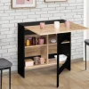 IDMarket Table pliante noire plateau bois avec double rangement central* Collection Design|Collection Contemporaine