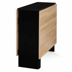 IDMarket Table pliante noire plateau bois avec double rangement central* Collection Design|Collection Contemporaine