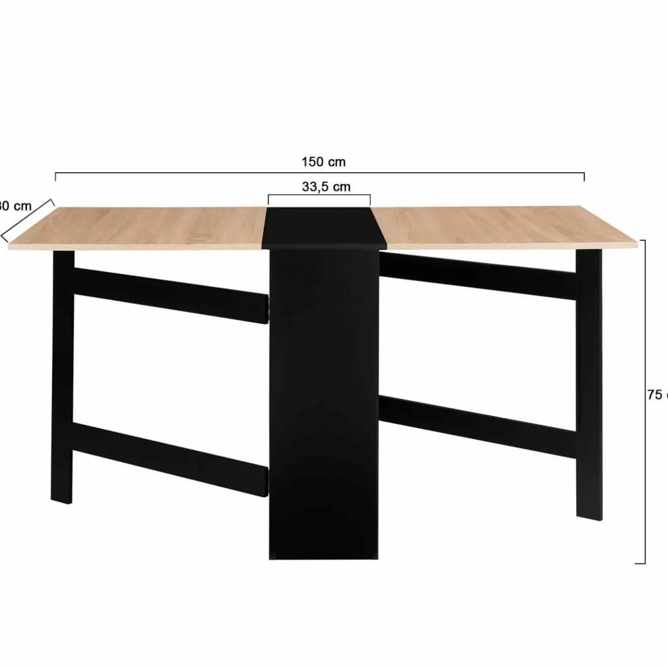 IDMarket Table pliante noire plateau bois avec double rangement central* Collection Design|Collection Contemporaine