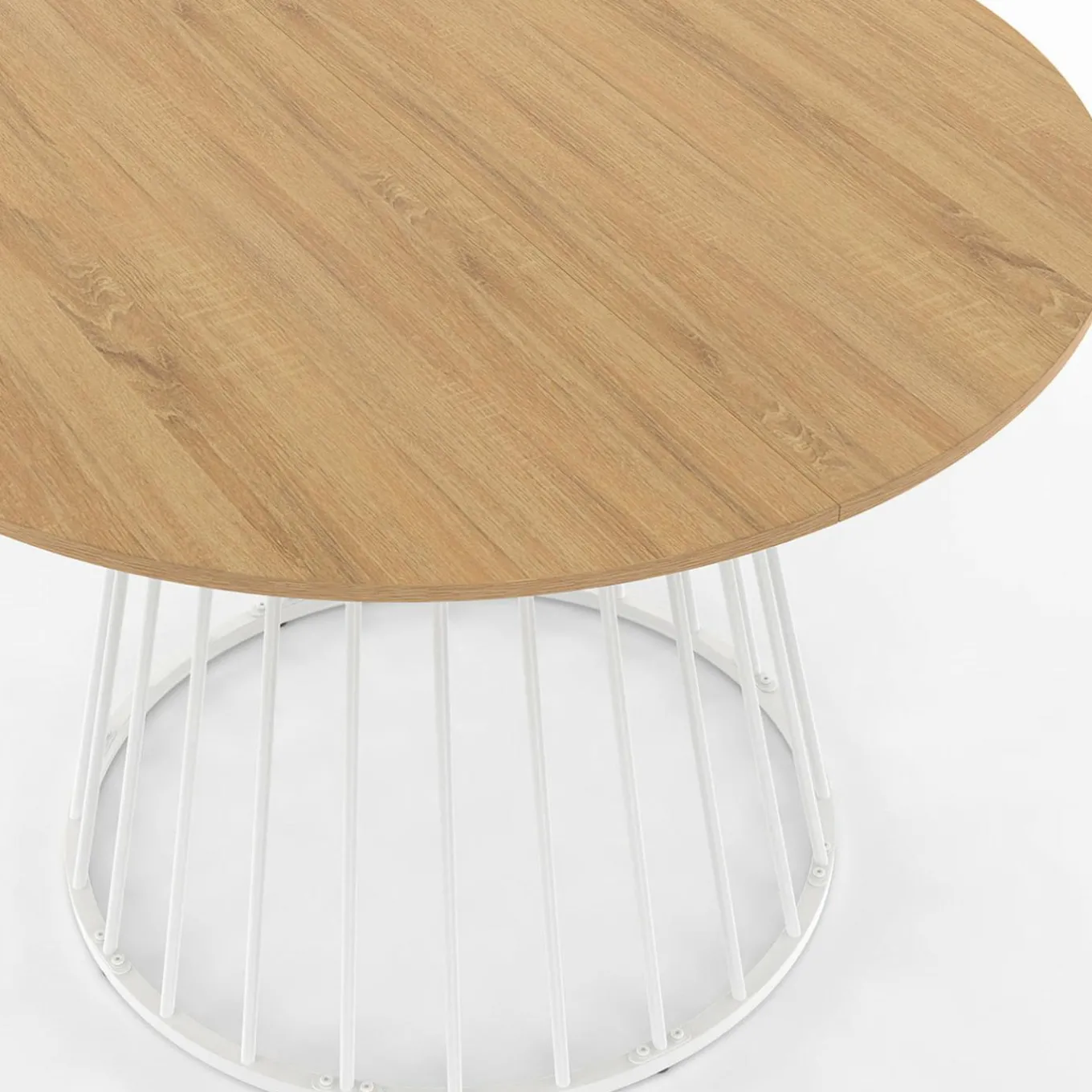 IDMarket Table ronde à manger 110cm 6 personnes plateau bois et pied filaire métal blanc* Salle À Manger Complète|Tables Et Chaises