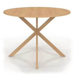 IDMarket Table ronde 6 personnes bois effet hêtre 6 personnes 110 cm pied araignée* Collection Moderne|Tables Et Chaises