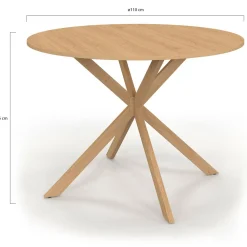 IDMarket Table ronde 6 personnes bois effet hêtre 6 personnes 110 cm pied araignée* Collection Moderne|Tables Et Chaises
