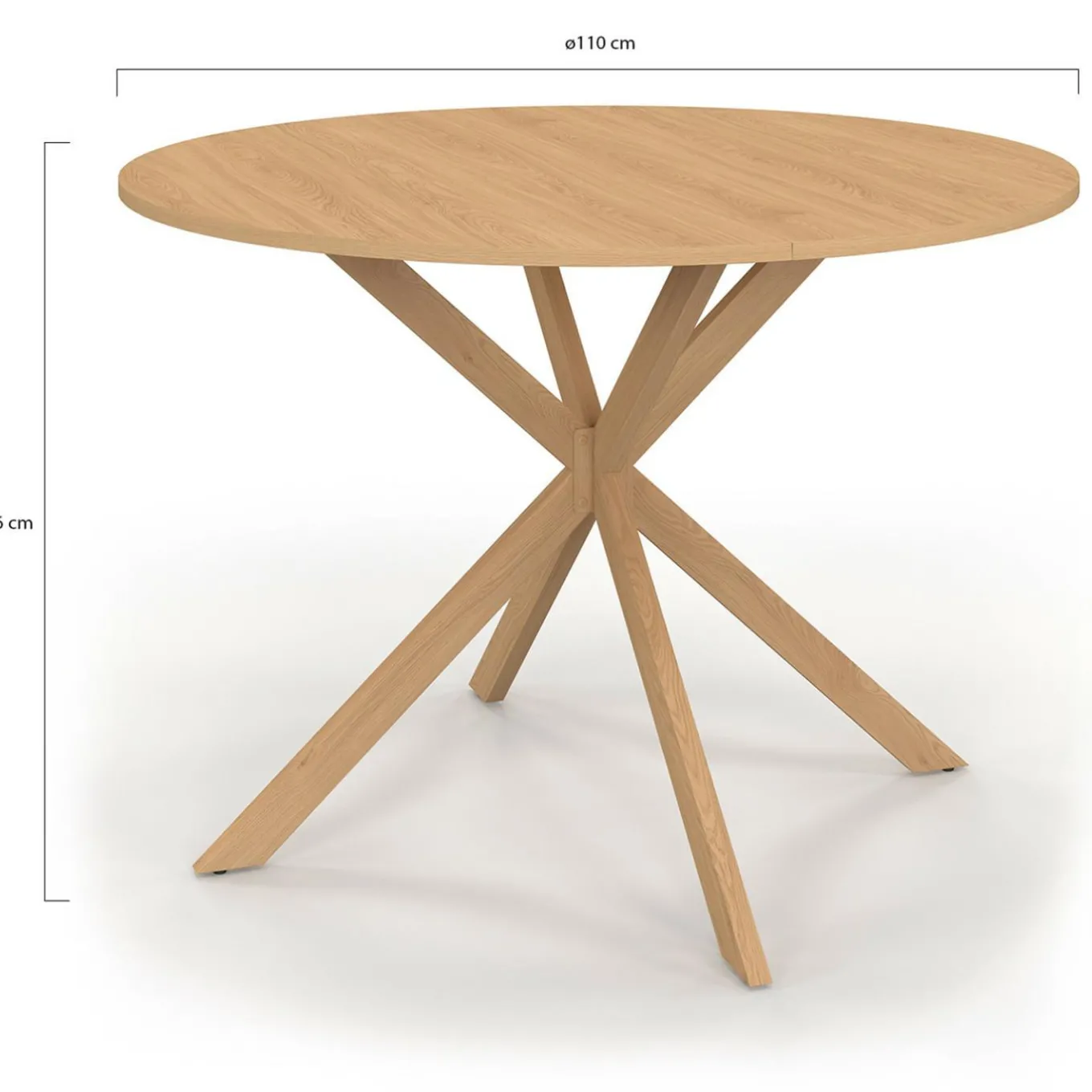 IDMarket Table ronde 6 personnes bois effet hêtre 6 personnes 110 cm pied araignée* Collection Moderne|Tables Et Chaises