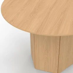 IDMarket Table ronde 6 personnes bois effet hêtre 110 cm pied hexagonal* Collection Design|Collection Moderne