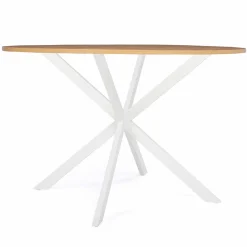 IDMarket Table ronde bois et blanche 6 personnes industrielle* Collection Industrielle|Salle À Manger Complète