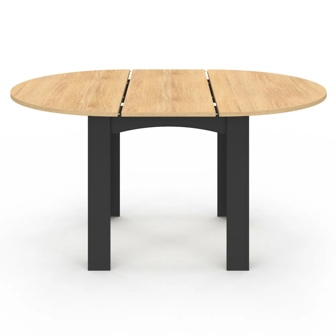 IDMarket Table ronde extensible 4-8 personnes noir et bois* Meubles En Bois|Collection Design
