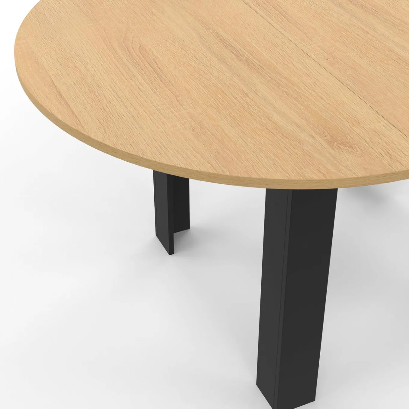 IDMarket Table ronde extensible 4-8 personnes noir et bois* Meubles En Bois|Collection Design