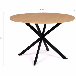 IDMarket Table ronde noir et bois 4-6 personnes 110cm pied araignée* Collection Industrielle|Salle À Manger Complète