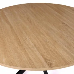 IDMarket Table ronde noir et bois 4-6 personnes 110cm pied araignée* Collection Industrielle|Salle À Manger Complète