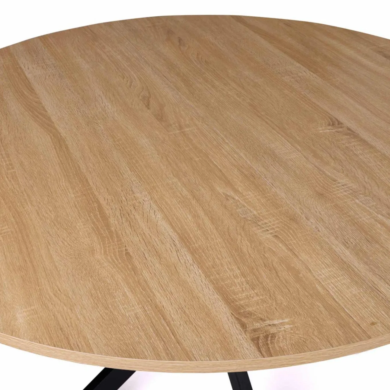 IDMarket Table ronde noir et bois 4-6 personnes 110cm pied araignée* Collection Industrielle|Salle À Manger Complète