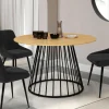 IDMarket Table ronde pied filaire bois et noir 6 personnes* Collection Industrielle|Salle À Manger Complète