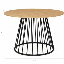 IDMarket Table ronde pied filaire bois et noir 6 personnes* Collection Industrielle|Salle À Manger Complète