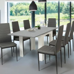 IDMarket Table salle à manger extensible façon béton ciré* Collection Contemporaine|Collection Effet Béton