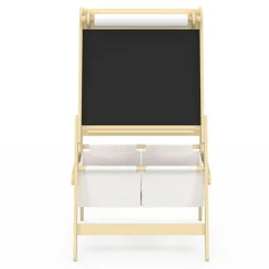 IDMarket Tableau enfant 3 en 1 chevalet double face avec rouleau de papier et 2 paniers de rangement*Enfant Meubles Rangement Jouet|Meubles Enfant