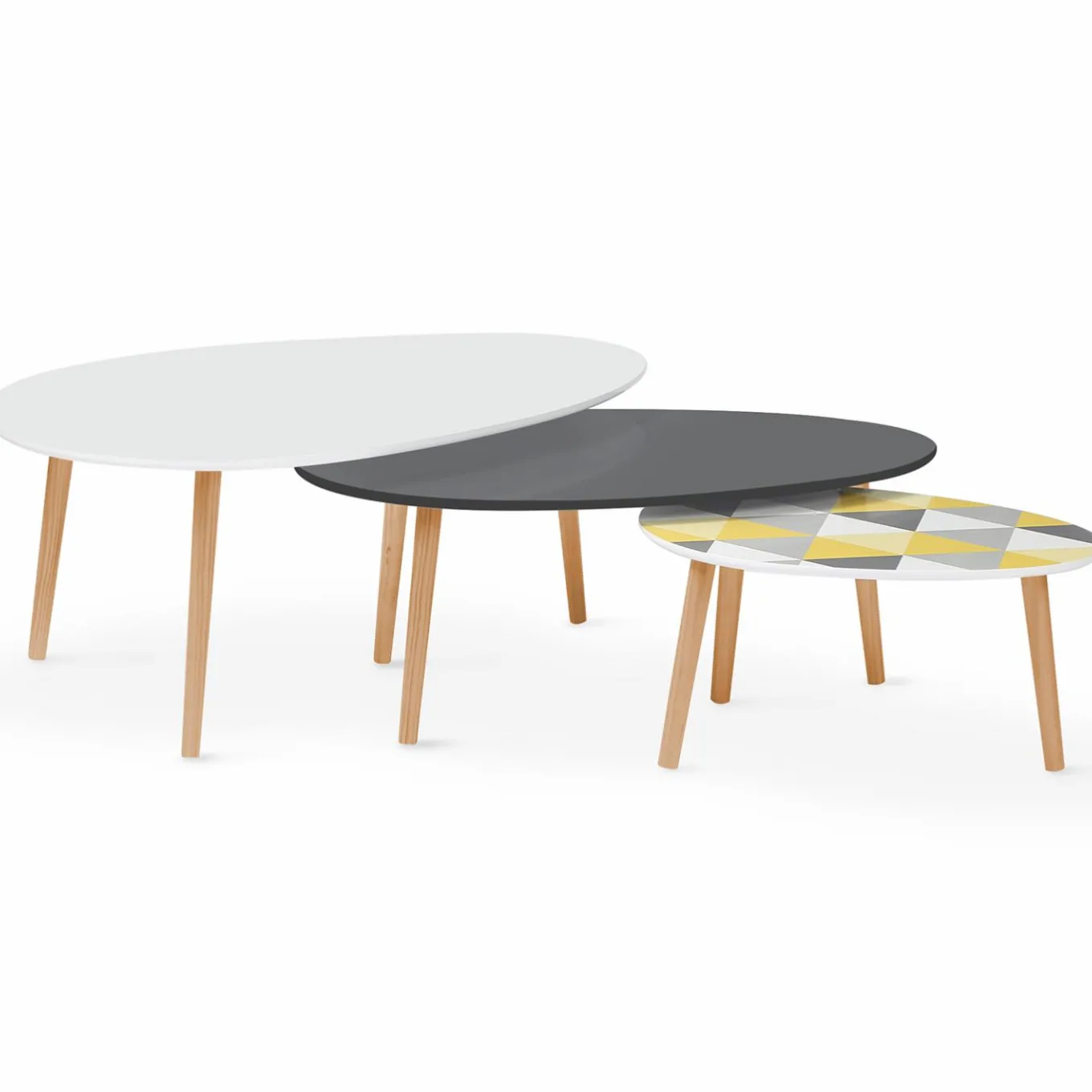 IDMarket Tables basses de salon gigognes scandinaves ovales* Collection Scandinave|Salon Complet