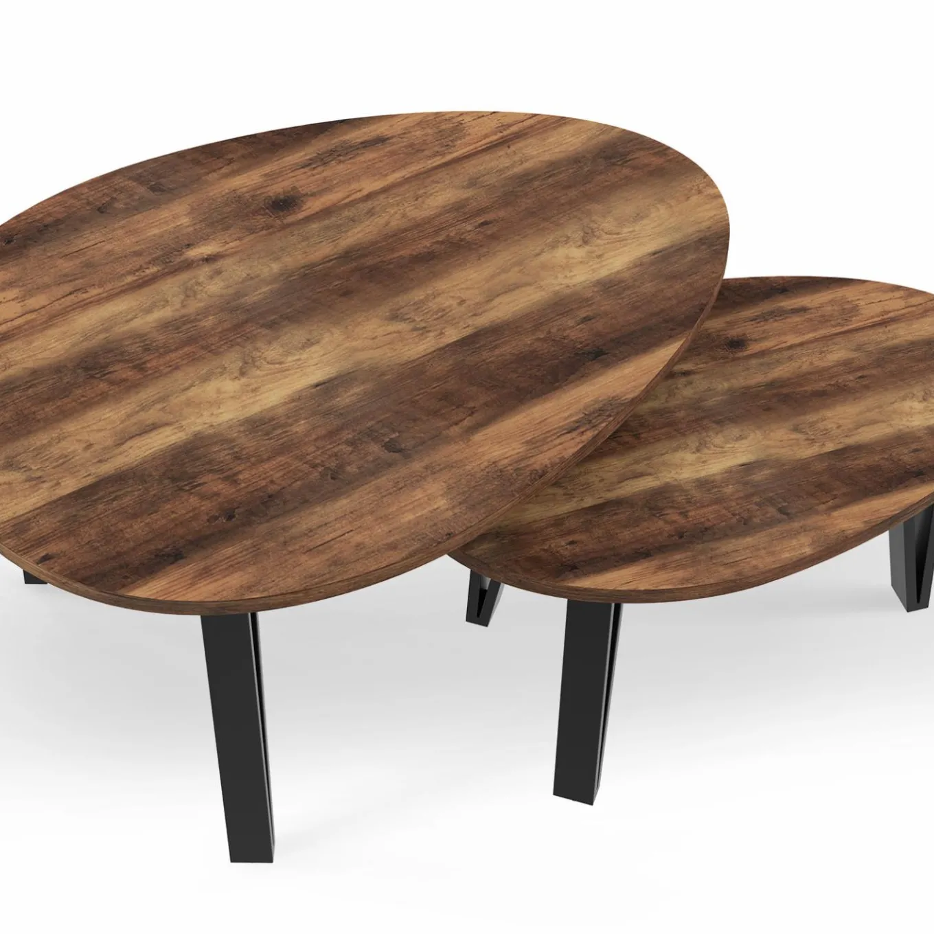 IDMarket Tables basses gigognes bois et pied noir* Collection Vintage|Tables Basses