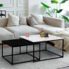 IDMarket Tables basses gigognes effet marbre blanc et pieds en métal noir* Collection Design|Collection Moderne