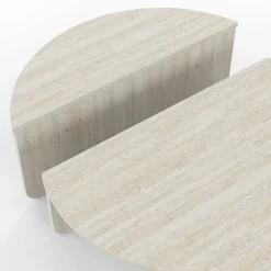 IDMarket Tables basses rondes effet travertin* Collection Contemporaine|Tables Basses