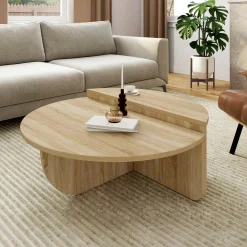 IDMarket Tables basses rondes hêtre* Collection Design|Collection Contemporaine