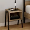 IDMarket Tables de chevet 1 niche bois et pieds métal noir - lot de 2* Tables De Chevet|Collection Industrielle