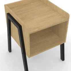 IDMarket Tables de chevet 1 niche bois et pieds métal noir - lot de 2* Tables De Chevet|Collection Industrielle