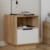 IDMarket Tables de chevet 1 tiroir blanc hêtre* Collection Design|Collection Moderne
