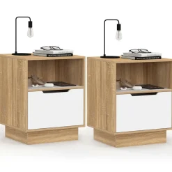 IDMarket Tables de chevet 1 tiroir blanc hêtre* Collection Design|Collection Moderne