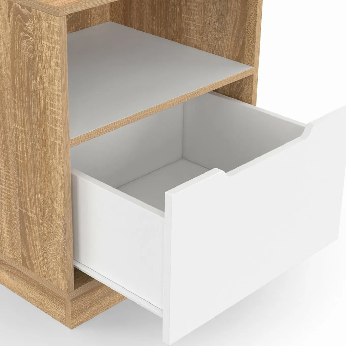 IDMarket Tables de chevet 1 tiroir blanc hêtre* Collection Design|Collection Moderne