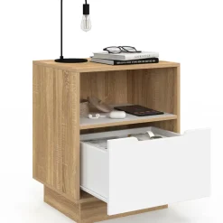 IDMarket Tables de chevet 1 tiroir blanc hêtre* Collection Design|Collection Moderne