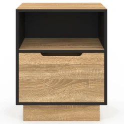 IDMarket Tables de chevet 1 tiroir hêtre noir* Tables De Chevet|Collection Moderne