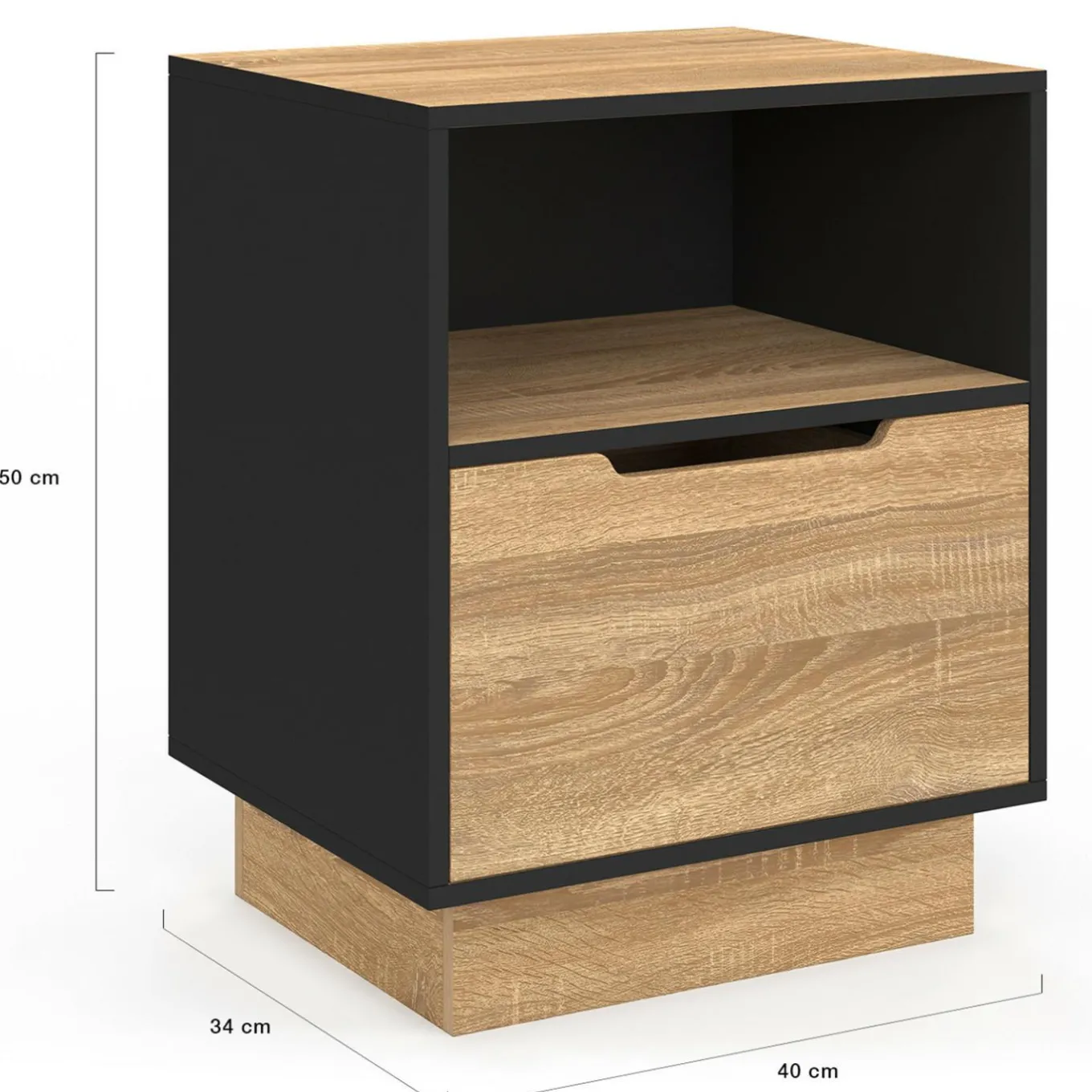 IDMarket Tables de chevet 1 tiroir hêtre noir* Tables De Chevet|Collection Moderne