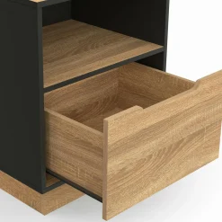 IDMarket Tables de chevet 1 tiroir hêtre noir* Tables De Chevet|Collection Moderne