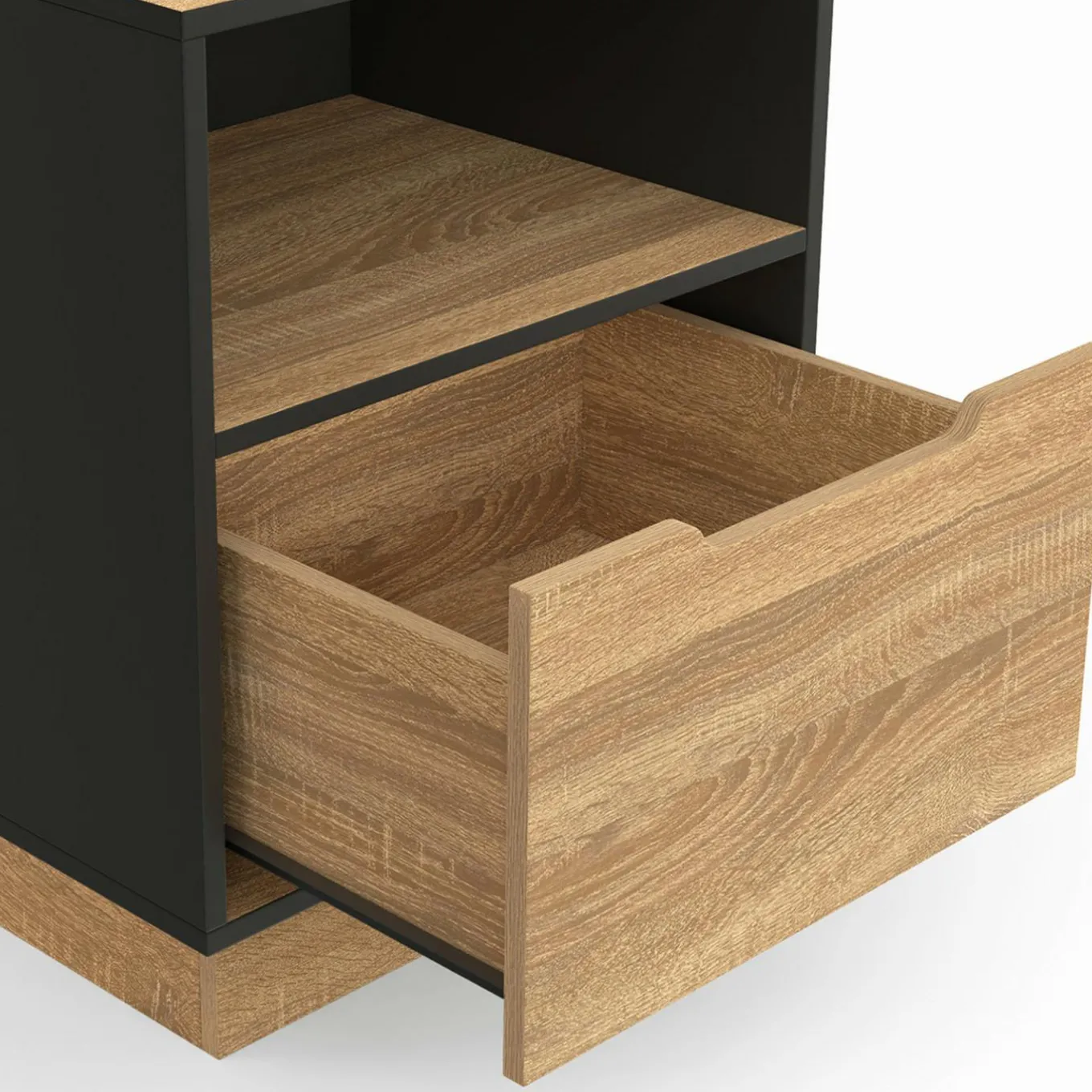 IDMarket Tables de chevet 1 tiroir hêtre noir* Tables De Chevet|Collection Moderne