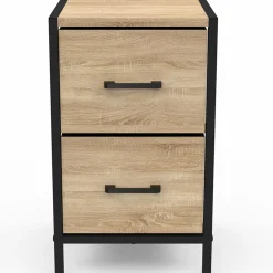 IDMarket Tables de chevet 2 tiroirs en tissu style industriel - lot de 2* Meubles Tiroirs|Meubles Bas