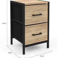 IDMarket Tables de chevet 2 tiroirs en tissu style industriel - lot de 2* Meubles Tiroirs|Meubles Bas