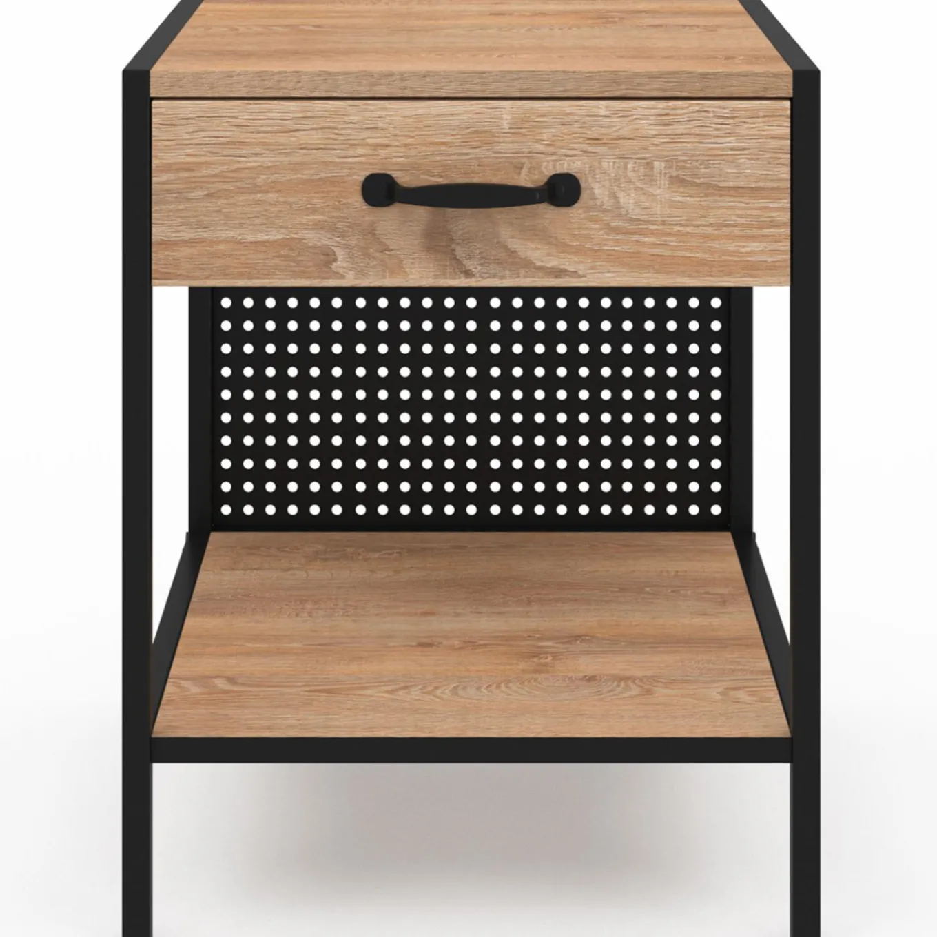 IDMarket Tables de chevet acier perforé avec 1 tiroir design industriel* Meubles Tiroirs|Collection Industrielle