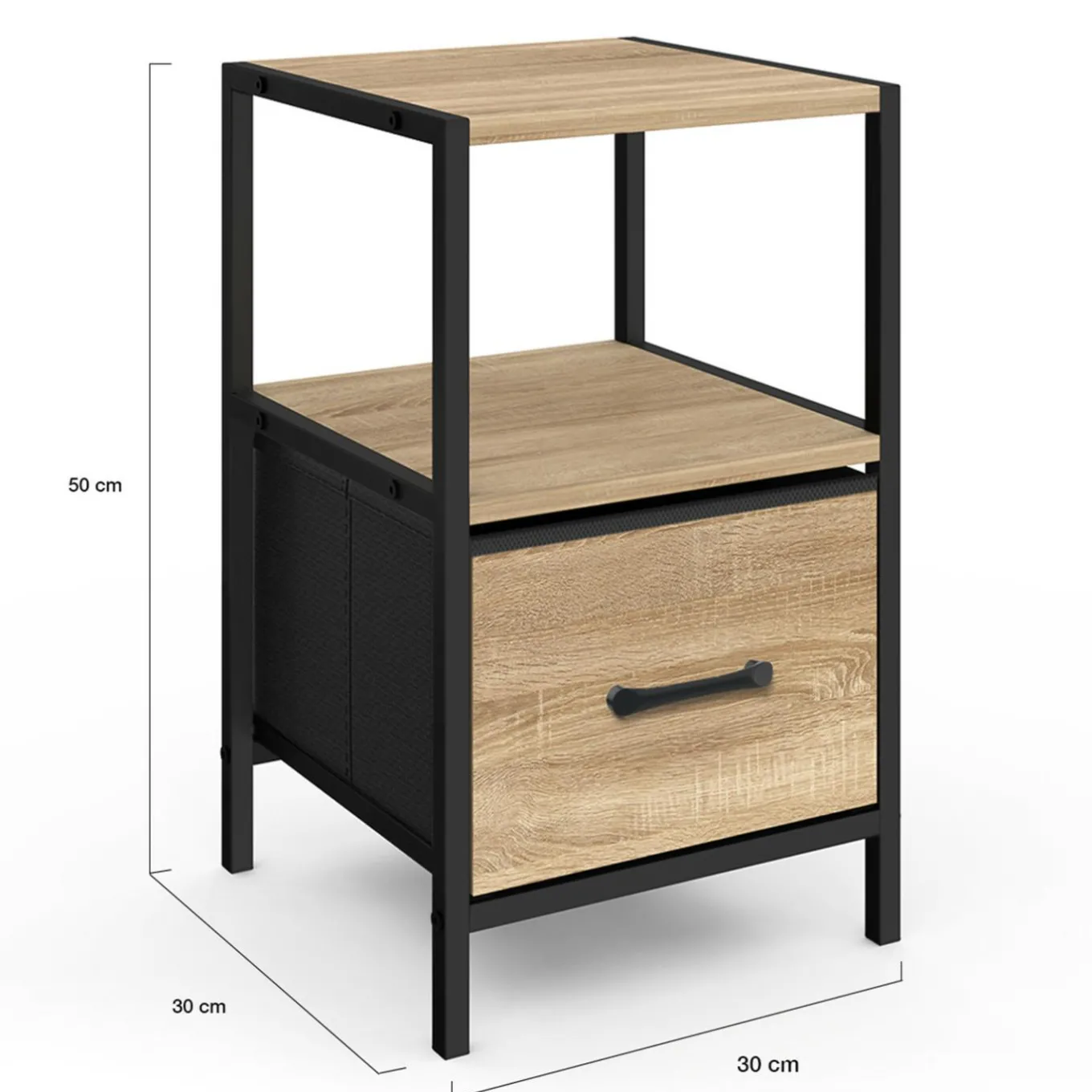 IDMarket Tables de chevet avec 1 tiroir en tissu et 1 niche : lot de 2* Meubles Tiroirs|Meubles Bas