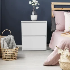 IDMarket Tables de chevet bois blanc avec tiroirs* Meubles Blancs|Collection Design