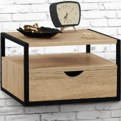 IDMarket Tables de chevet murales bois et métal style industriel* Meubles Tiroirs|Meubles Bas