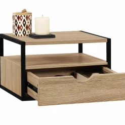 IDMarket Tables de chevet murales bois et métal style industriel* Meubles Tiroirs|Meubles Bas