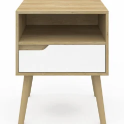 IDMarket Tables de chevet scandinaves bois blanc et effet hêtre* Meubles Tiroirs|Meubles Bas