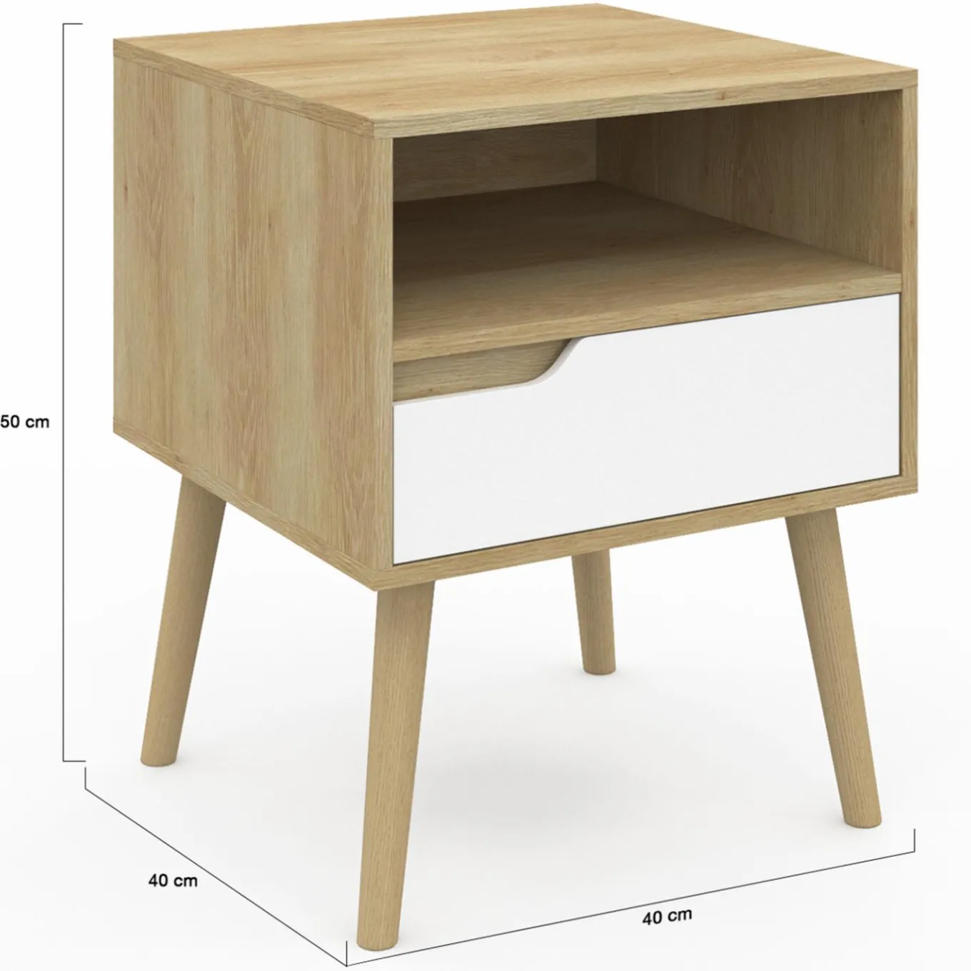 IDMarket Tables de chevet scandinaves bois blanc et effet hêtre* Meubles Tiroirs|Meubles Bas