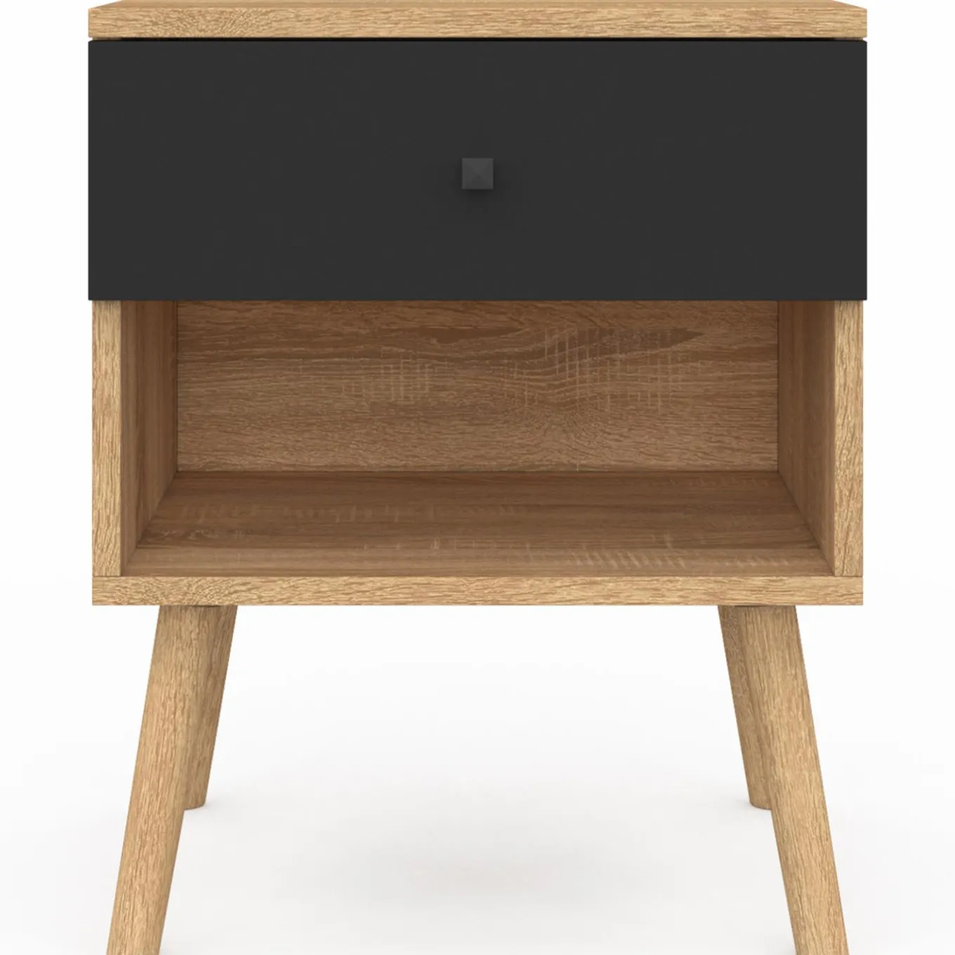IDMarket Tables de chevet scandinaves hêtre et noir : lot de 2* Meubles Tiroirs|Meubles Bas