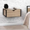 IDMarket Tables de chevet suspendues bois et métal style industriel* Meubles Bas|Meubles En Bois