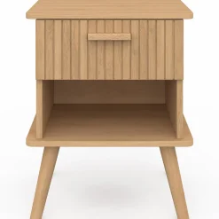 IDMarket Tables de chevet tasseau bois coloris chêne avec niche + 1 tiroir* Collection Design|Chambre Complète Adulte