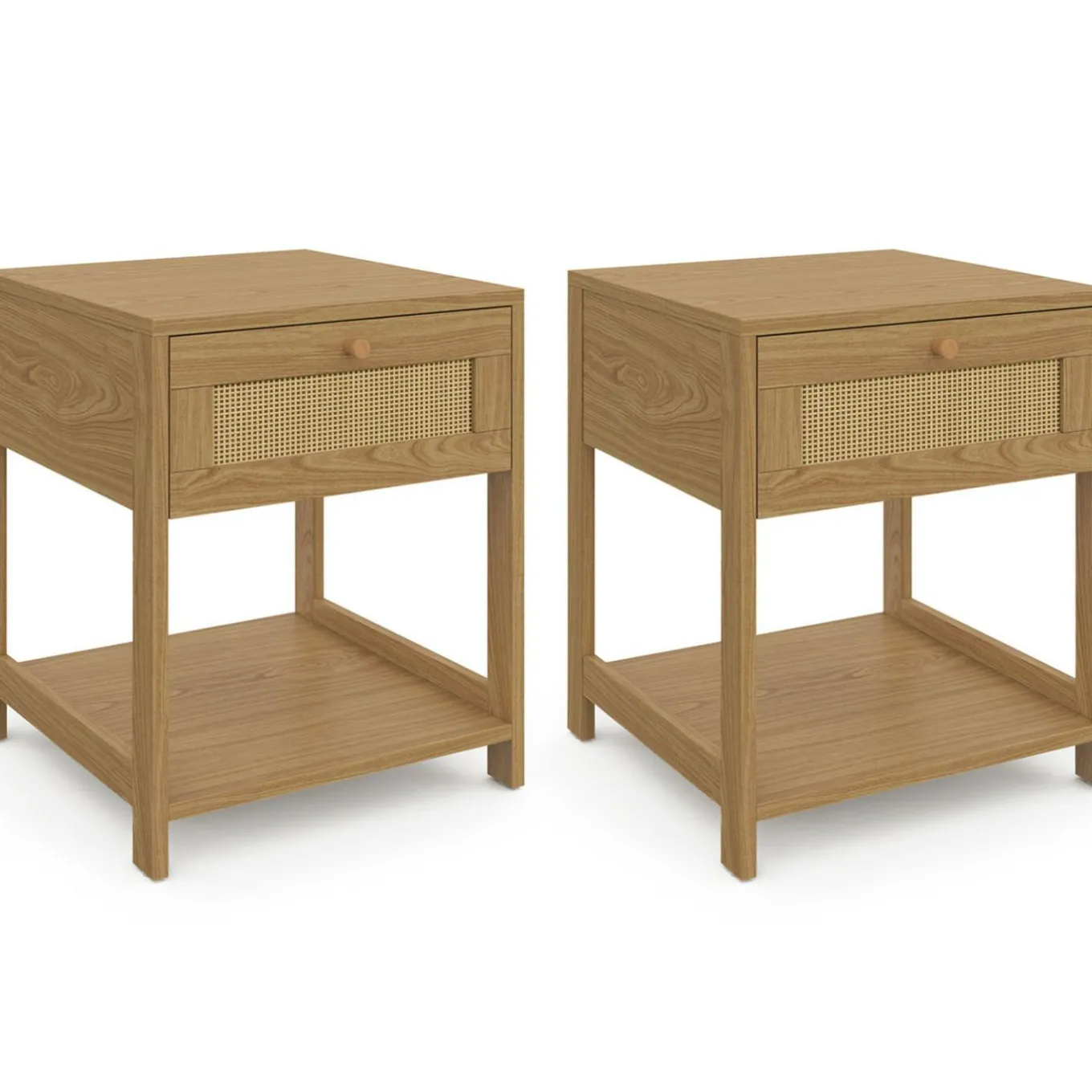 IDMarket Tables de chevet vintage imitation cannage* Meubles Tiroirs|Meubles Bas